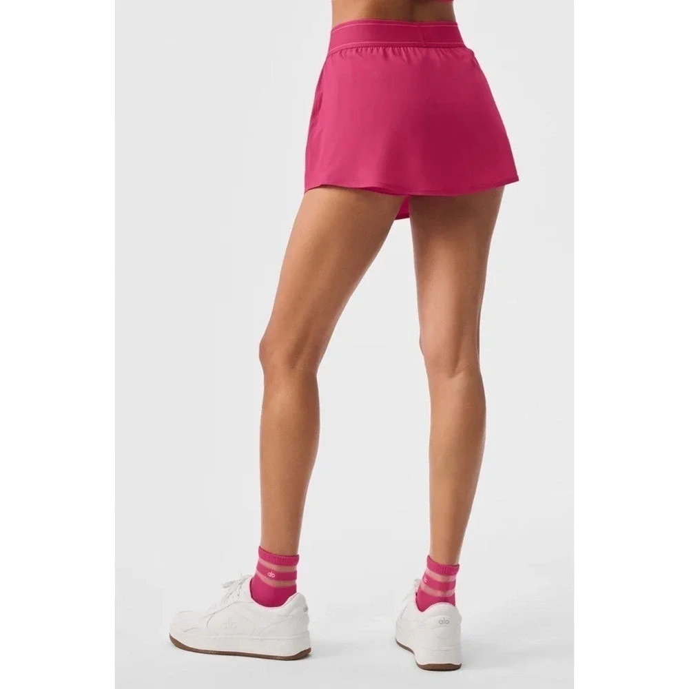 Alo Yoga Match Point Tennis Skirt Pink Summer Crush XS